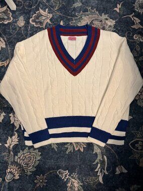 Trim Cable Pullover Sweater